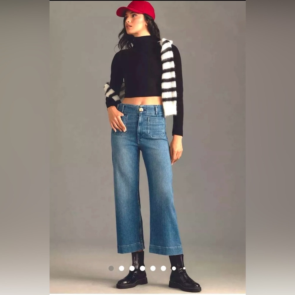 Anthropologie Maeve The Colette High Rise Crop Wide Leg Jeans 31
